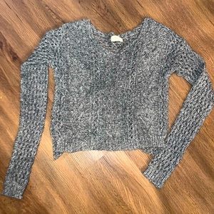 Super cute knitted grey top. See through holes meant for a tank top or bra under